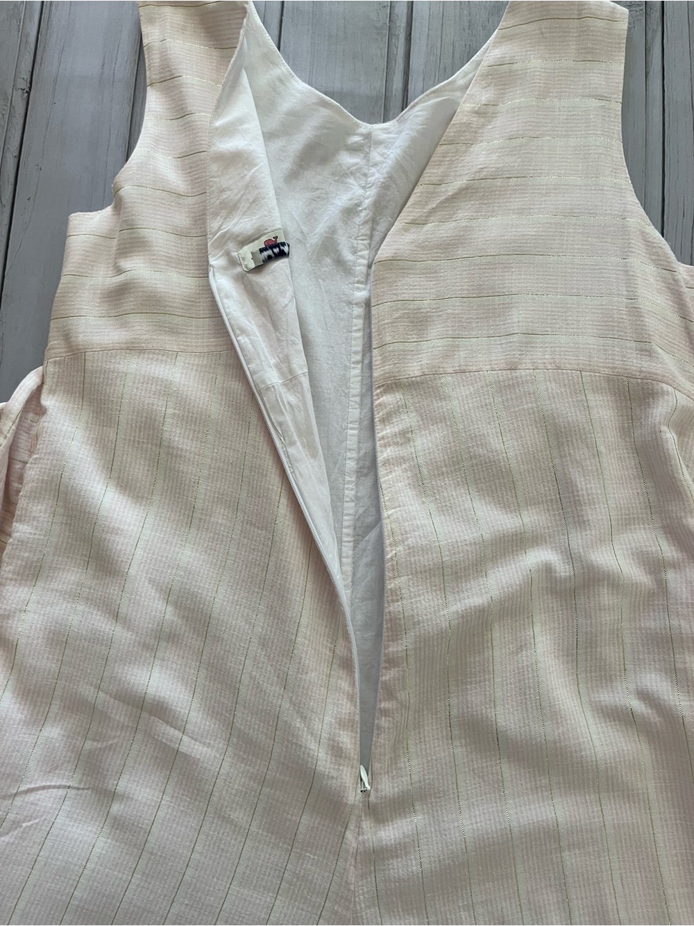 Vineyard Vines x Palm Beach Lately pink white stripe wide leg jumpsuit. 12 - Picture 7 of 15